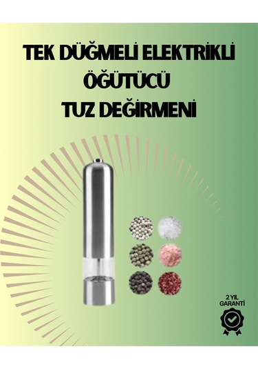 Pilli Otomatik Baharat Değirmeni Gıda Sınıfı Çelik Sessiz Öğütücü Renkli