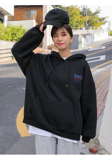 Kadın Gri Back Baskılı Oversize Sweatshirt Ts-Backswt Gri