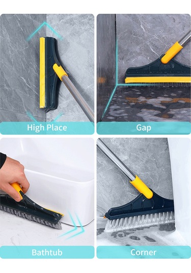 Moveevo "120 Derece Dönebilen Köşe Temizleme Fırçası Ve Pencere Kazıyıcı - Çok Amaçlı Ev Temizlik Aleti" Haki