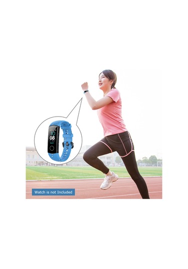 Hangfox Huawei Honor Band 4/5 İçin Silikon Su Geçirmez Değiştirilebilir Kordon - Mavi Çok Renkli