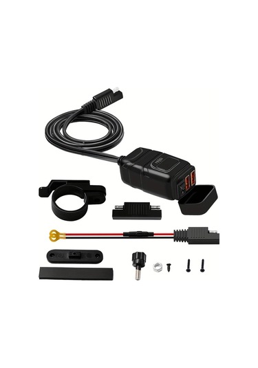 Boatshop1 Zh-854a1 Voltmetre Ve Aç Kap Anahtarı Çift Usb 6.8a Hızlı Şarj 3.0 Motosiklet Gidon Şarj Cihazı Telefon Tablet Gps İçin Sae Usb Adaptör