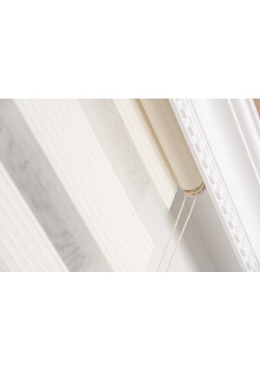 Perdehanem Geniş Plise Zebra Perde Krem Krem