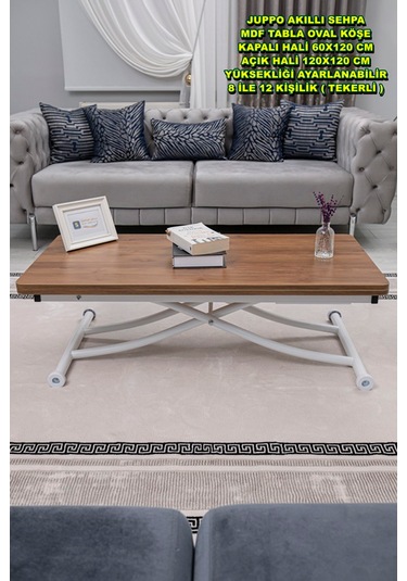 Juppo Üst Tabla Mdf Ceviz Oval Köşe Alt Beyaz İçe K