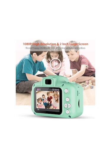 Youtek Çocuklar İçin Eğlenceli 1080p Çift Kameralı Mini Fotoğraf Makinesi - Pembe