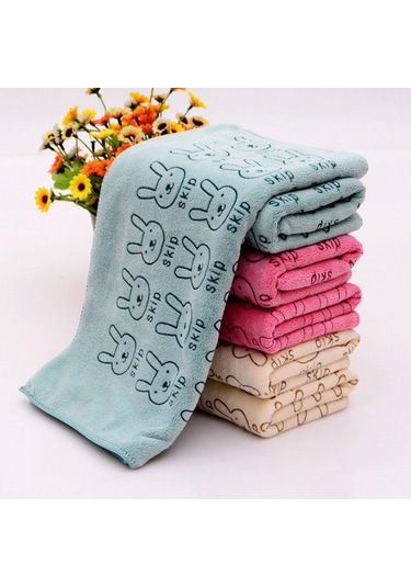 Emici Mikrofiber Havlu Banyo Kurutma Bezi Sevimli Tavşan El Yüz Havlusu Sarı