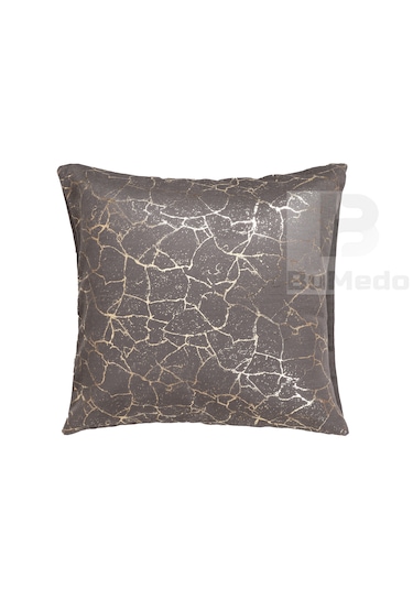 Altın Varak Desenli Dekorafit Tekli Kırlent Kılıfı 42x42 Cm Şık Ve Zarif Tasarım Füme