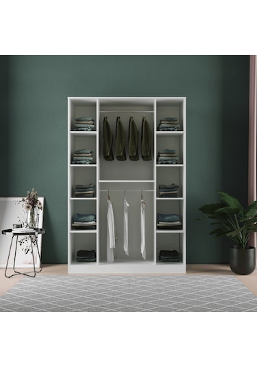 Nil 4 Kapaklı Eko Bazalı Gardırop - Mdf Kapak Beyaz