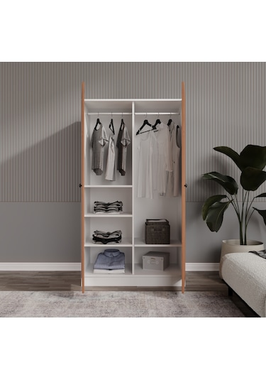 Esen 2 Kapılı Bambu-beyaz Elbise Dolabı