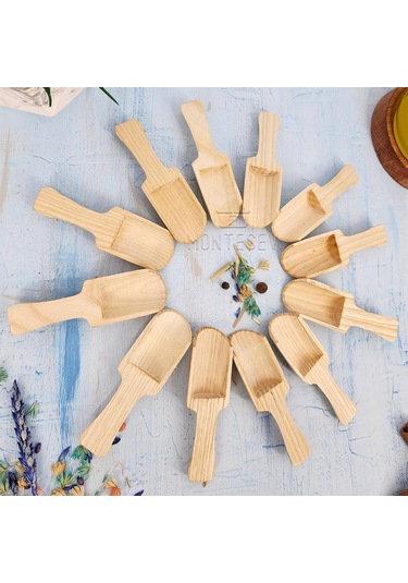 Nergis Ahşap Tahta Servis Baharat Şeker Kahve Reçel Kaşığı 12 Li