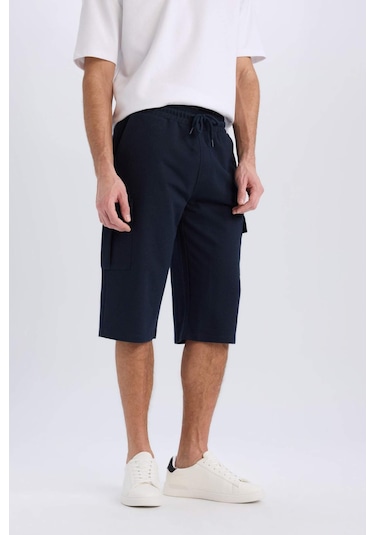 DeFacto Slim Fit Dar Kesim Kargo Cepli Basic Düz Kapri Şort T4693AZ25SMNV64