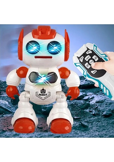 Uzaktan Kumandalı Sesli Disk Atan Robot Turuncu Çok Renkli