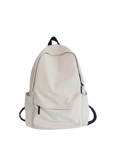 Ganzhoushop Lise Öğrencileri Sırt Çantası Büyük Kapasiteli Seyahat Sırt Çantası Düz Renk Okul Çantası Kızlar İçin Beyaz Çok Renkli