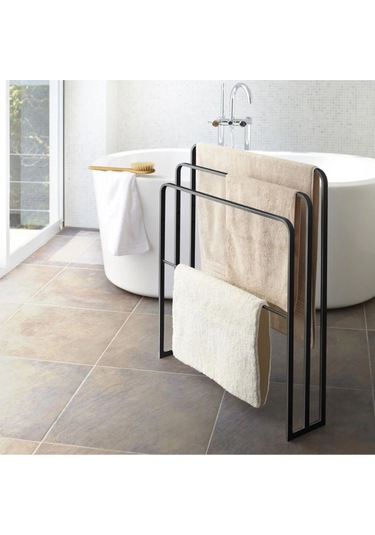 Ovalli Metal Banyo Havlu Askılığı Siyah