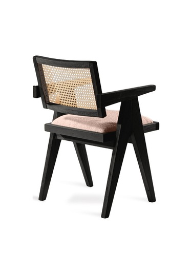 Luna Pergel Hazeranlı Model Hasırlı Natural Ahşap Sandalye Siyah - Krem