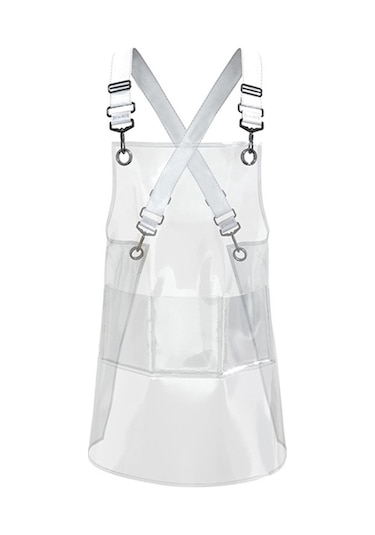 Sones 50 İpek Uzun 80cm Şeffaf Tpu Önlük Düz Renk Şerit Ayarlanabilir İş Önlüğü