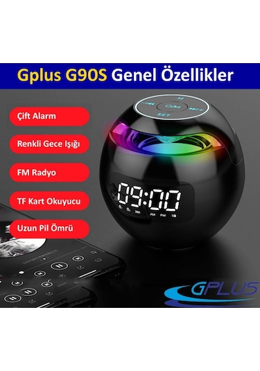 Gplus G90S Bluetooth 5.0 Çift Alarmlı Radyolu Dijital Masa Saati