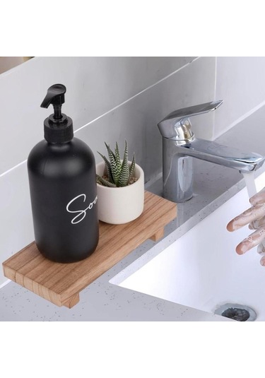 Suntek Ahşap Kaideli Ekran Bulaşık Sabunu Yükseltici Tabak Bej