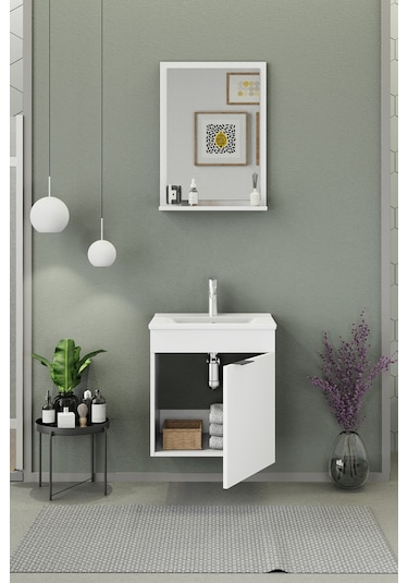Biani Fix Arya 55 Cm Banyo Dolabı,Seramik Lavabolu, Aynalı,Lavabo Dahil,Mdf,Mat Beyaz Biani Fix Arya 55 Cm Banyo Dolabı,Seramik Lavabolu, Aynalı,Lavabo Dahil,Mdf,Mat Beyaz