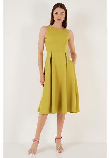 Lela Bayan Elbise 6051963 Yağyeşili Yeşil