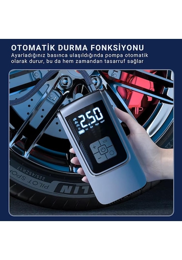 Polham 6000mah Şarjlı 150psi Ultra Hızlı Lastik Şişirme Hava Kompresörü,araç, Motosiklet, Bisiklet Pompası