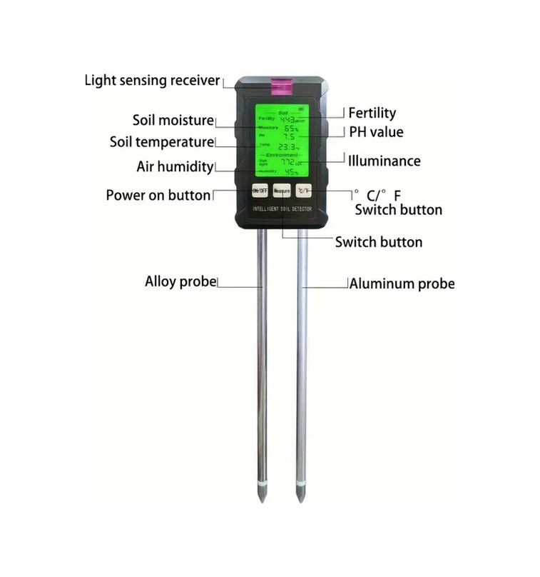 Willowhaven 1 Adet Cloud Prime 6'lı Toprak Ölçer, Dijital Ekran, Ayarlanabilir, Pil İle Çalışır, Siyah