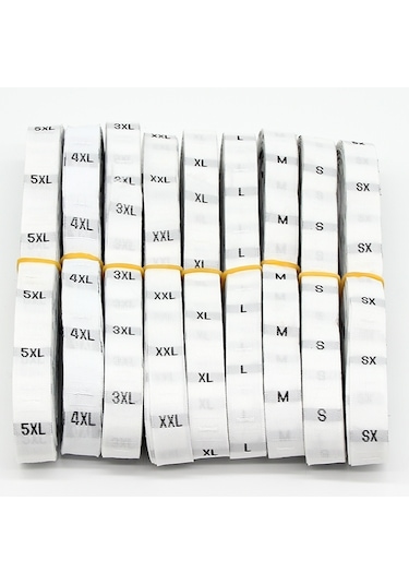 3.2 X 1.2cm Boyut Etiketleri Polyester Kumaş Giyim Etiketi 1 Rulo Yaklaşık 380 Adet , Boyut: Xxxl / 3xl Beyaz