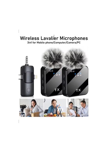 Bfs Yüksek Kalite Profesyonel 3 In 1 Kablosuz Taşınabilir Yaka Mikrofonu Tüylü