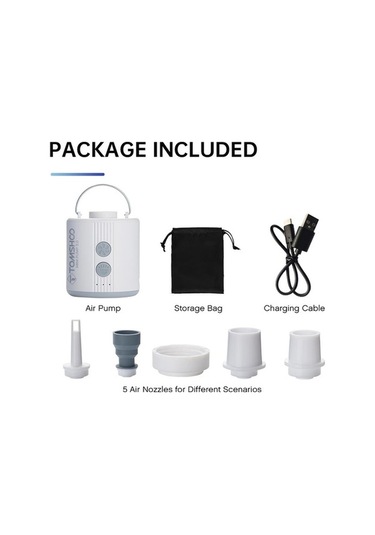 Pazly Taşınabilir Hava Pompası Led Işıkla, Şarj Edilebilir, Havuz Ve Yüzme Halkası İçin Mini Şişirme Pompası Beyaz