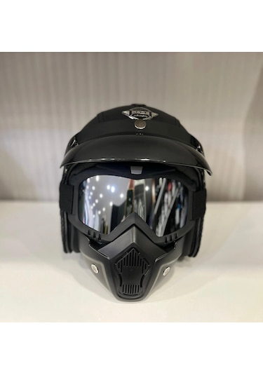 Kask Tex 701 Jyt Siyah Deri + Kask Maskeli