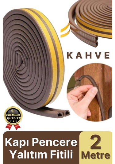 Güçlü Kendinden Yapışkanlı Kapı Pencere Soğuk Hava Geçirmez Yalıtım İzolasyon Kahve Fitil 2 Metre Diğer