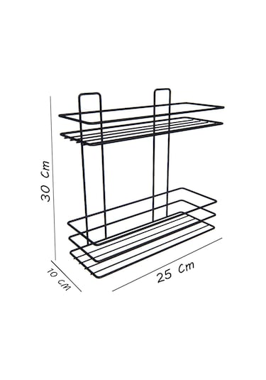 Yapışkanlı 2 Katlı Banyo Rafı Duş Şampuanlık Duvar Düzenleyici Organizer Siyah