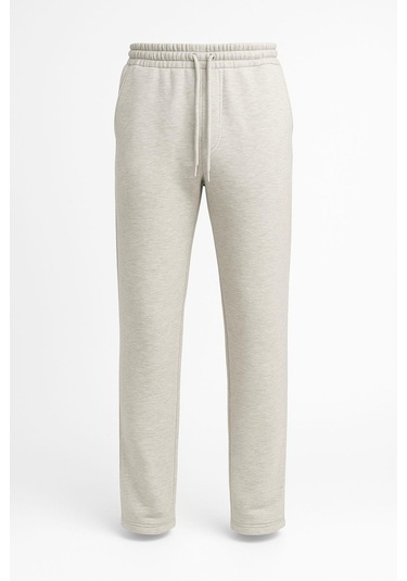 Erkek Düz Paça 3 İplik Şardonlu Rahat Kesim Premium Kumaş Eşofman Altı Açık Gri