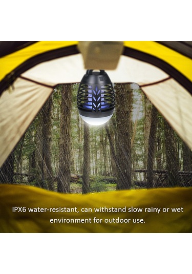 Hangfox Siyah Kamp Işığı Ve Musluk Öldürücü 2-in-1, Ipx6 Su Geçirmez, 365nm Işık, 3 Aydınlatma Modu, 2200mah Pil İle Taşınabilir Dış Mekan Aleti Çok Renkli