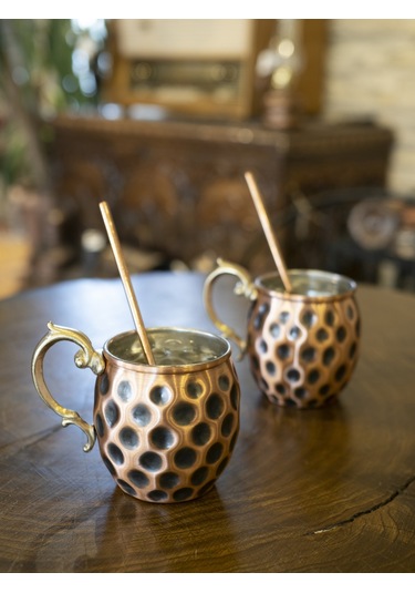 Bakır Kupa Gamzeli Model Çift Renk 2'li