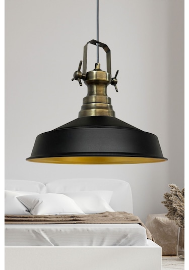 Asaletli Tekli Avize Yeni Eskitme Başlık Retro Sarkıt Lamba Restoran Salon Aydınlatma Siyah