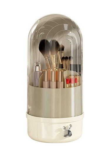 Tongxida Şeffaf Siyah Döner Toz Geçirmez Makyaj Fırçası Saklama Tüpü Tuvalet Masası Kalem Tüpü Siyah - Şeffaf