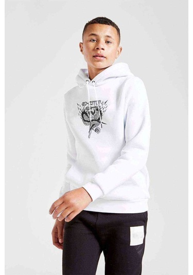 Led Zeppelin Icarus Baskılı Unisex Çocuk Kapüşonlu Beyaz Sweat Beyaz