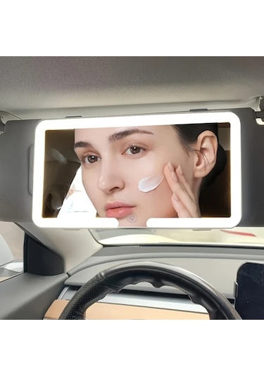 Dashanshop Beyaz Işıklı Ayrılabilir Led Araç Aynası - Yolcu Koltuğu Makyaj Aynası, Tüm Araçlara Uygun Beyaz