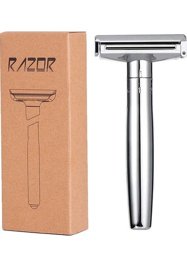 Yeni Manuel Eski Ustura Makaralı Erkek Tıraş Makinesi Çift Taraflı Bıçak Tutucu Metal Ustura Tıraş Parlak Gümüş Tekerlek 6 Ayar