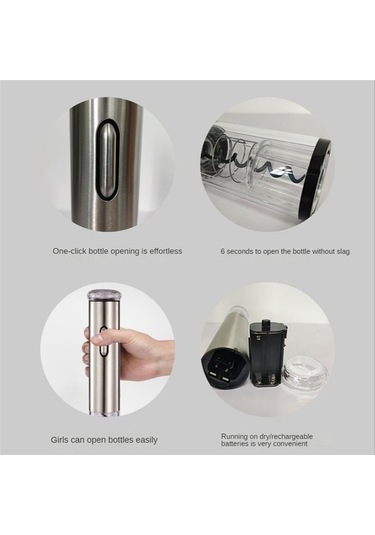 Moly Türk Elektrikli Şarap Açacağı Paslanmaz Çelik Gümüş Rl-wo60c 23x4.5cm Gümüş