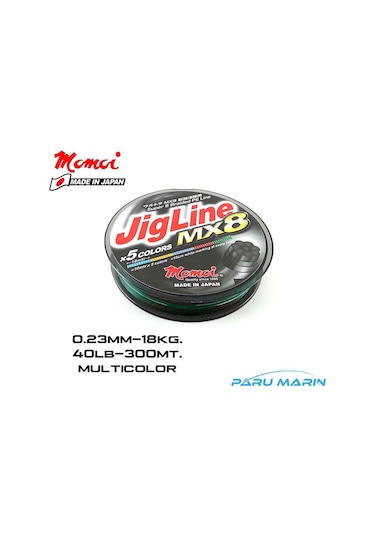 Momoi Jigline Mx8 0.23mm 300mt. Multicolor İp Misina