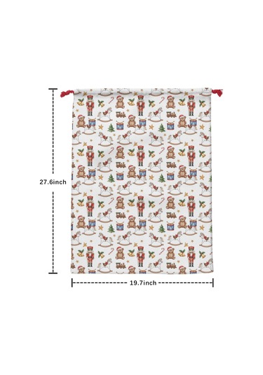 Büyük Noel Baba Hediye Çantası, Pamuklu Kordonlu, Yeniden Kullanılabilir Noel Havalı At