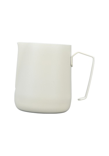 Mufunye 304 Çelik Kahve Süt Köpük Kupa, Uçlu Açık, 450ml, Kalın Cisim, Profesyonel Desenler İçin, Beyaz