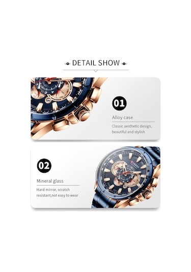 Curren 8363 Erkekler İçin Kuvars Kol Saati Paslanmaz Çelik Kayışlı Üç Alt Göstergeli İkinci Dakika Mikro Saniye Kronograf Tarih Takvim Göstergesi Su Geçirmez Işıklı İskeletli Aksesuarlar Çok Renkli