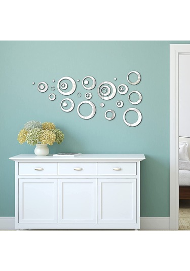 Hombey Akrilik Ayna Duvar Sticker, Gümüş Ve Altın Renk Seçenekli, Uv Baskılı, Mat Vernikli Dekoratif Wall Art