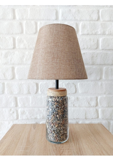 Retro Now River Renkli Dere Taşi Cam Ayakli Abajur