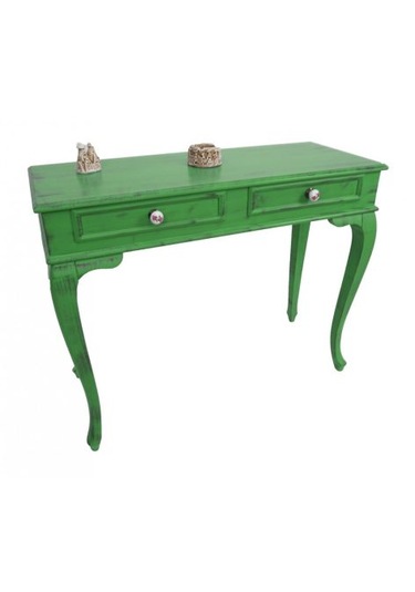 120 Cm Çekmeceli Yeşil Eskitme Dresuar & Makyaj Masası Yeşil