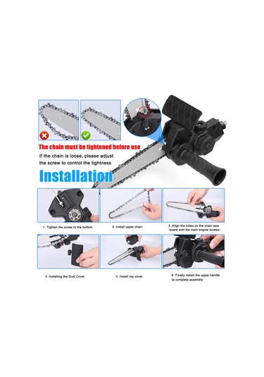 Aubyhe 6 İnç Elektrik Matkap Dönüştürücü Seti - Zincir Testere Aksesuarı, Ahşap İşleri, Minik El Testeresi, 6-13mm Üç Çene Somunlu Matkaplar İçin