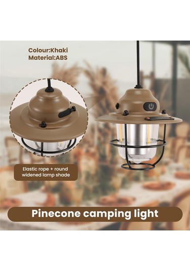 Açık Hava Aydınlatma Kamp Işıkları Şarj Edilebilir El Işıkları Khaki Haki