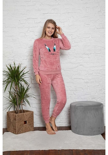 Kadın Kışlık Peluş Pijama Takımı Tweety Takım Tampap 8170- 1006 Pembe